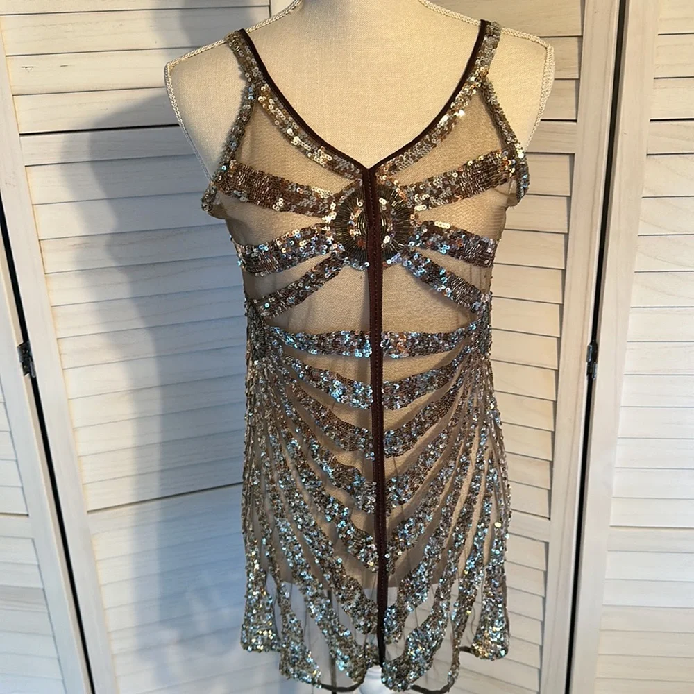 Sony Wardrobe Department Daring Sexy Sequin Mini Dress or Glam Swim Coverup - Picture 2 of 16
